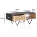Couchtisch Sofatisch Massivholz Rattan 90x45x37cm Wohnzimmertisch Tisch