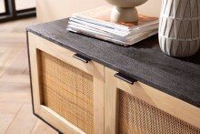 Sideboard 145x55x40 cm Massivholz Rattan Anrichte Kommodenschrank