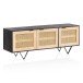 Sideboard 145x55x40 cm Massivholz Rattan Anrichte Kommodenschrank