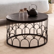 Couchtisch 60x60x36cm Massivholz Schwarz Sofatisch Wohnzimmertisch Rund