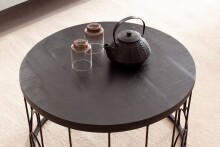 Couchtisch 60x60x36cm Massivholz Schwarz Sofatisch Wohnzimmertisch Rund
