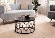 Couchtisch 60x60x36cm Massivholz Schwarz Sofatisch Wohnzimmertisch Rund