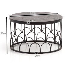 Couchtisch 60x60x36cm Massivholz Schwarz Sofatisch Wohnzimmertisch Rund