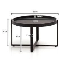 Couchtisch Sofatisch Massivholz Schwarz 60x60x35cm Wohnzimmertisch Rund