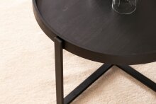 Couchtisch Sofatisch Massivholz Schwarz 60x60x35cm Wohnzimmertisch Rund