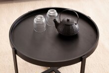Couchtisch Sofatisch Massivholz Schwarz 60x60x35cm Wohnzimmertisch Rund