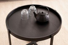 Couchtisch Sofatisch Massivholz Schwarz 60x60x35cm Wohnzimmertisch Rund