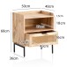 Nachttisch Nachtkommode Boxspringbett Holz Rattan 50x60x40 cm Braun