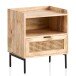 Nachttisch Nachtkommode Boxspringbett Holz Rattan 50x60x40 cm Braun
