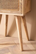 Nachttisch Nachtkommode Boxspringbett Holz Rattan 40x60x30 cm Braun