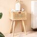 Nachttisch Nachtkommode Boxspringbett Holz Rattan 40x60x30 cm Braun