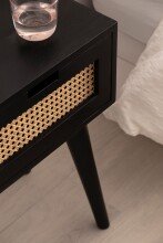 Nachttisch Nachtkommode Boxspringbett Holz Rattan 40x60x30 cm Schwarz