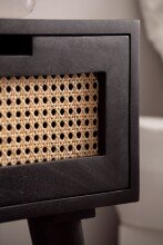 Nachttisch Nachtkommode Boxspringbett Holz Rattan 40x60x30 cm Schwarz