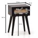 Nachttisch Nachtkommode Boxspringbett Holz Rattan 40x60x30 cm Schwarz