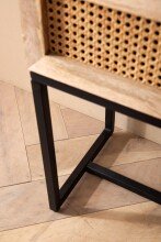 Nachttisch Nachtkommode Boxspringbett Holz Rattan 50x60x30 cm Braun