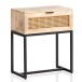 Nachttisch Nachtkommode Boxspringbett Holz Rattan 50x60x30 cm Braun