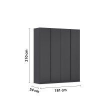 Drehtürenschrank >Modesty< in grau metallic - 181x210x54 (BxHxT)