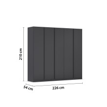 Drehtürenschrank >Modesty< in grau metallic - 226x210x54 (BxHxT)