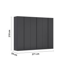 Drehtürenschrank >Modesty< in grau metallic - 271x210x54 (BxHxT)