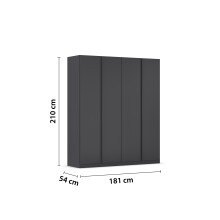 Drehtürenschrank >Modesty< in grau metallic - 181x210x54 (BxHxT)