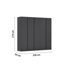 Drehtürenschrank >Modesty< in grau metallic - 226x210x54 (BxHxT)