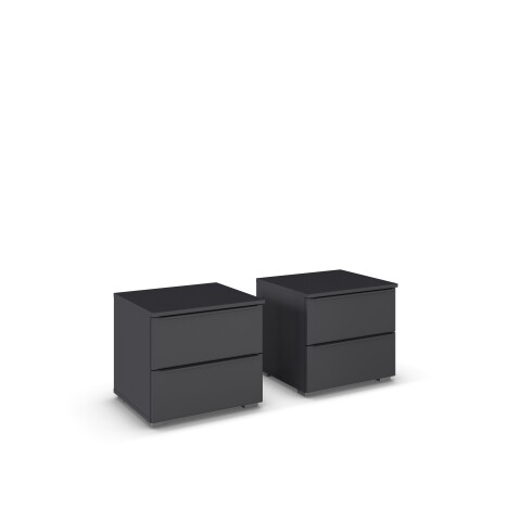 Nachtkommode >Modesty< (2er-Set) in grau metallic - 47x43x42 (BxHxT)