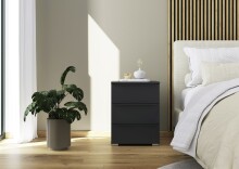 Nachtkommode >Modesty< in grau metallic aus Holzwerkstoff - 47x62x42cm (BxHxT)
