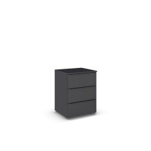 Nachtkommode >Modesty< in grau metallic aus Holzwerkstoff - 47x62x42cm (BxHxT)