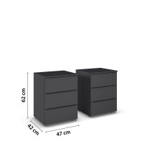 Nachtkommode >Modesty< (2er-Set) in grau metallic - 47x62x42 (BxHxT)