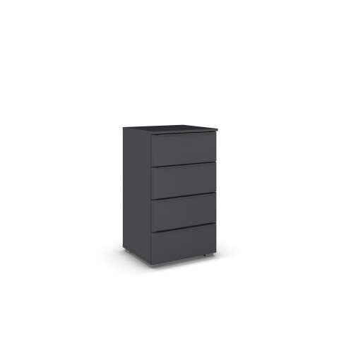Kommode >Modesty< in grau metallic aus Holzwerkstoff - 47x81x42cm (BxHxT)