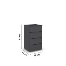Kommode >Modesty< in grau metallic aus Holzwerkstoff - 47x81x42cm (BxHxT)