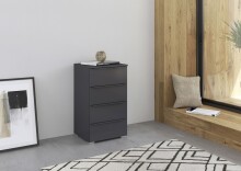 Kommode >Modesty< in grau metallic aus Holzwerkstoff - 47x81x42cm (BxHxT)