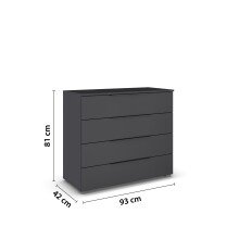 Kommode >Modesty< in grau metallic aus Holzwerkstoff - 93x81x42cm (BxHxT)