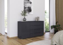 Sideboard >Modesty< in grau metallic aus Holzwerkstoff - 140x81x42cm (BxHxT)