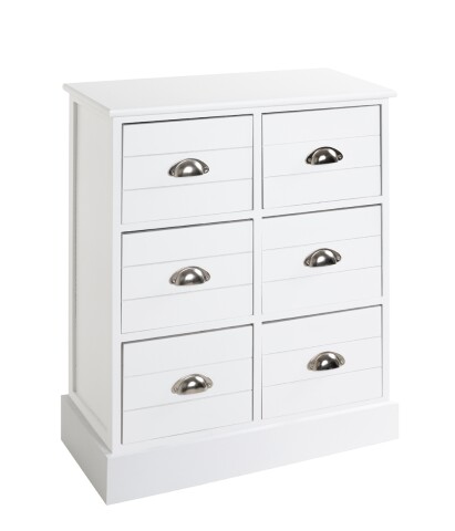Kommode >24319< in weiß, Massivholz, MDF - 60x75x30cm (BxHxT)