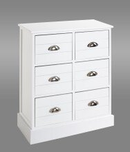 Kommode >24319< in weiß, Massivholz, MDF - 60x75x30cm (BxHxT)