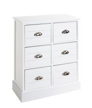 Kommode >24319< in weiß, Massivholz, MDF - 60x75x30cm (BxHxT)
