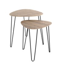 Beistelltisch >24368< in schwarz-eiche, MDF, Metall - 48x48x48cm (BxHxT)