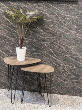 Beistelltisch >24368< in schwarz-eiche, MDF, Metall - 48x48x48cm (BxHxT)