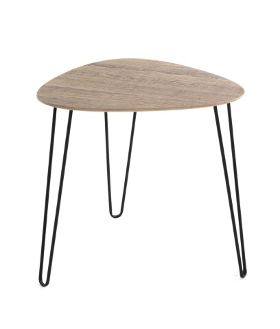 Beistelltisch >24369< in schwarz-eiche, MDF, Metall - 40x43x40cm (BxHxT)