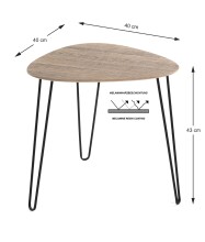 Beistelltisch >24369< in schwarz-eiche, MDF, Metall - 40x43x40cm (BxHxT)
