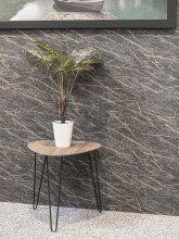 Beistelltisch >24369< in schwarz-eiche, MDF, Metall - 40x43x40cm (BxHxT)