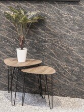 Beistelltisch >24369< in schwarz-eiche, MDF, Metall - 40x43x40cm (BxHxT)