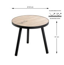 Beistelltisch >24466< in schwarz-eiche, MDF, Metall - 37x40cm (HxD)