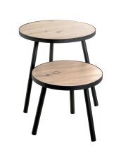 Beistelltisch >24466< in schwarz-eiche, MDF, Metall - 37x40cm (HxD)