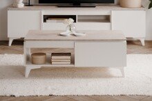 Couchtisch >Bertrix< in Sandstein / weiß - 100x40x55cm (BxHxT)