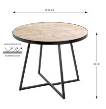 Beistelltisch >24467< in schwarz-eiche, MDF, Metall - 48x60cm (HxD)