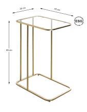 Beistelltisch >24741< in gold, Metall, Sicherheitsglas 5 mm - 45x65x30cm (BxHxT)