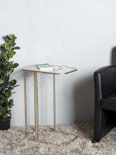 Beistelltisch >24741< in gold, Metall, Sicherheitsglas 5 mm - 45x65x30cm (BxHxT)