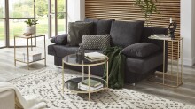 Beistelltisch >24741< in gold, Metall, Sicherheitsglas 5 mm - 45x65x30cm (BxHxT)